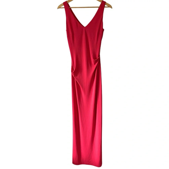 Nicole Miller Dresses & Skirts - Nicole Miller Pink Vintage Y2K V Neck Drape Cocktail Maxi Long Dress With Slit